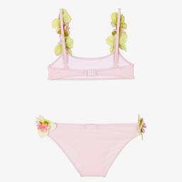 Selini Action-Girls Pink Flower Appliqué Bikini | Childrensalon Outlet
