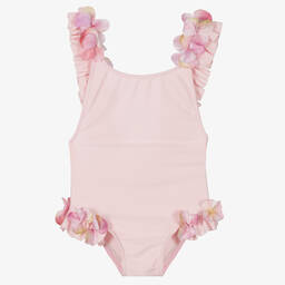 Selini Action-Girls Pink Flower Trims Swimsuit | Childrensalon Outlet