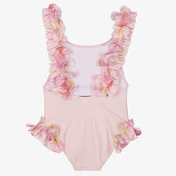 Selini Action-Girls Pink Flower Trims Swimsuit | Childrensalon Outlet