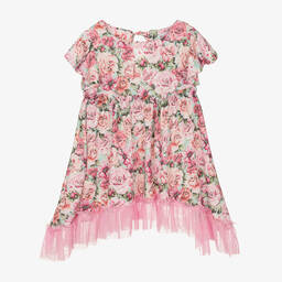 Selini Action-Girls Pink Rose Print Dress | Childrensalon Outlet