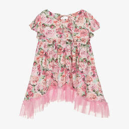 Selini Action-Girls Pink Rose Print Dress | Childrensalon Outlet