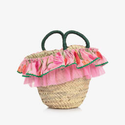 Selini Action-Girls Pink Tulip Straw Satchel | Childrensalon Outlet