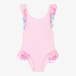 Selini Action-مايوه بناتي وردي مزين بكشكش وكرات | Childrensalon Outlet