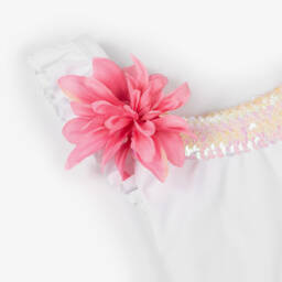 Selini Action-Girls Sequin Floral White Swimsuit | Childrensalon Outlet