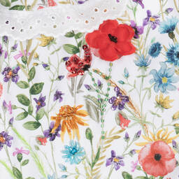 Selini Action-Girls White Beaded Floral Ruffle Swimsuit | Childrensalon Outlet