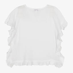 Selini Action-Белый кафтан из марлевой ткани с маками и бантиками | Childrensalon Outlet