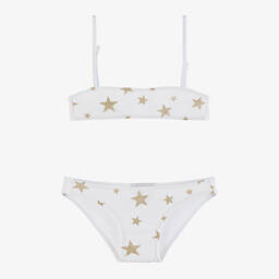 Selini Action-Girls White & Gold Glitter Star Bikini | Childrensalon Outlet