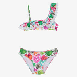 Selini Action-Girls White Heart Print Bikini | Childrensalon Outlet