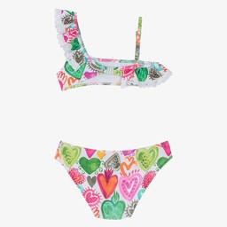 Selini Action-Girls White Heart Print Bikini | Childrensalon Outlet