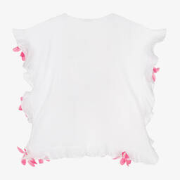 Selini Action-Girls White & Pink Cotton Flower Kaftan | Childrensalon Outlet