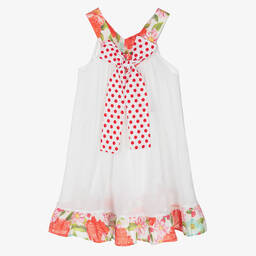 Selini Action-Бело-красное пляжное платье из марлевого хлопка | Childrensalon Outlet