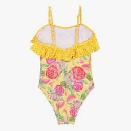 Selini Action-Girls Yellow Floral & Dot Print Swimsuit | Childrensalon Outlet