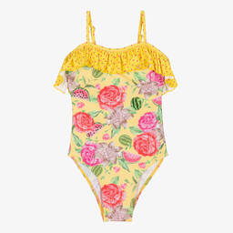 Selini Action-Girls Yellow Floral & Dot Print Swimsuit | Childrensalon Outlet