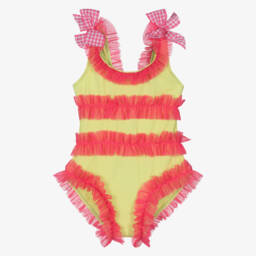 Selini Action-Girls Yellow & Pink Tulle Swimsuit | Childrensalon Outlet