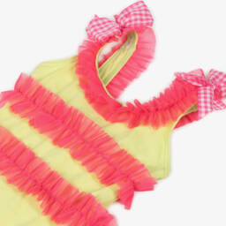 Selini Action-Girls Yellow & Pink Tulle Swimsuit | Childrensalon Outlet