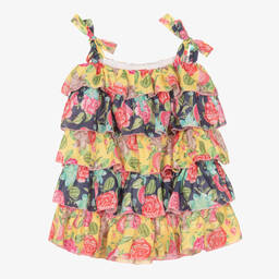 Selini Action-Желто-розовое многоярусное платье с арбузами | Childrensalon Outlet