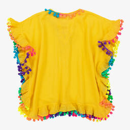 Selini Action-Girls Yellow Pom-Pom Cotton Kaftan | Childrensalon Outlet