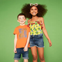 Selini Action-Желтый купальник с принтом для девочек | Childrensalon Outlet