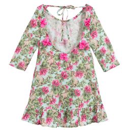 Selini Action-Pink & Green Cotton Dress | Childrensalon Outlet