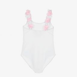 Selini Action-Белый купальник с цветами на бретелях | Childrensalon Outlet