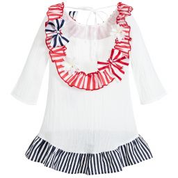 Selini Action-White, Red & Blue Beach Dress | Childrensalon Outlet