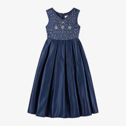 Sevva-Элегантное синее атласное платье для девочек | Childrensalon Outlet