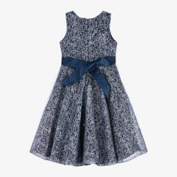 Sevva-Girls Elegant Navy & Silver Dress | Childrensalon Outlet