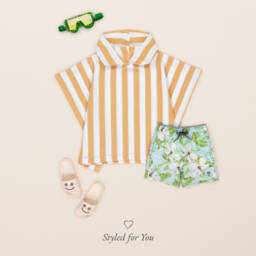 Shade Critters-Boys Blue Botanical Print Swim Shorts (UPF 50+) | Childrensalon Outlet