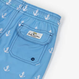 Shade Critters-Boys Blue Embroidered Swim Shorts (UPF 50+) | Childrensalon Outlet