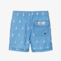 Shade Critters-Boys Blue Embroidered Swim Shorts (UPF 50+) | Childrensalon Outlet