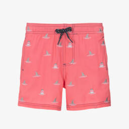 Shade Critters-Boys Pink Embroidered Swim Shorts (UPF 50+) | Childrensalon Outlet