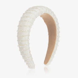 Sienna Likes To Party-Girls Ivory Beaded Hairband | Childrensalon Outlet