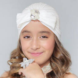 Sienna Likes To Party-Кремовый плиссированный тюрбан для девочек | Childrensalon Outlet