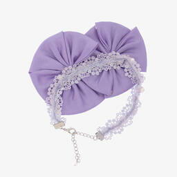 Sienna Likes To Party-Girls Purple Satin, Bead & Lace Necklace  | Childrensalon Outlet