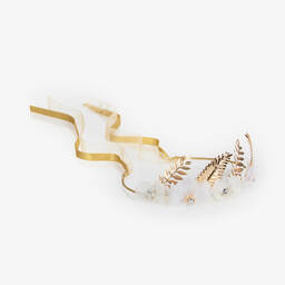 Sienna Likes To Party-White & Gold Garland Hairband | Childrensalon Outlet