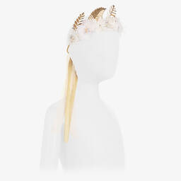 Sienna Likes To Party-White & Gold Garland Hairband | Childrensalon Outlet