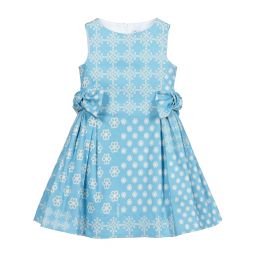 Simonetta-Girls Blue Floral Cotton Dress | Childrensalon Outlet
