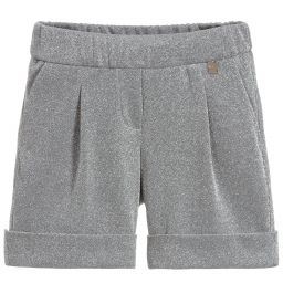 Simonetta-Girls Silver Glitter Shorts | Childrensalon Outlet