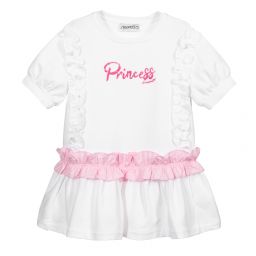 Simonetta-Girls White Cotton Dress | Childrensalon Outlet