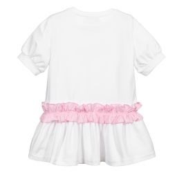 Simonetta-Girls White Cotton Dress | Childrensalon Outlet