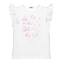 Simonetta-Girls White Cotton T-Shirt | Childrensalon Outlet