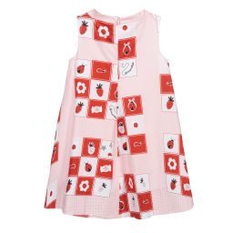 Simonetta-Pink & Red Cotton Dress | Childrensalon Outlet