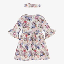 Sofija-Baby Girls Ivory Floral Cotton Dress Set | Childrensalon Outlet