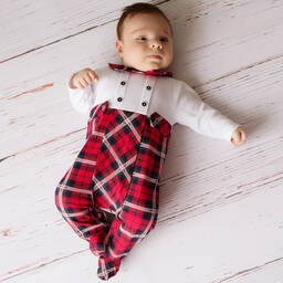 Sofija-Baby Tartan Cotton Babygrow | Childrensalon Outlet