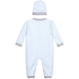 Sofija-Blue Cotton Romper & Hat Set | Childrensalon Outlet