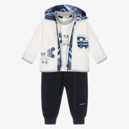 Sofija-Boys Ivory and Navy Cotton Set | Childrensalon Outlet