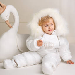 Sofija-Кремовый зимний комбинезон с короной | Childrensalon Outlet