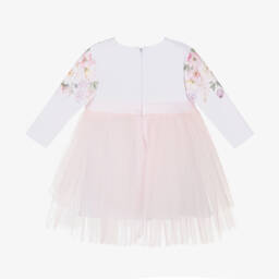Sofija-Girls Blush Floral Cotton & Tulle Frock | Childrensalon Outlet