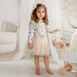 Sofija-Girls Elegant Gold Tulle Ensemble | Childrensalon Outlet