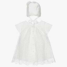 Sofija-فستان دانتيل عاجي للبنات مع قبعة | Childrensalon Outlet